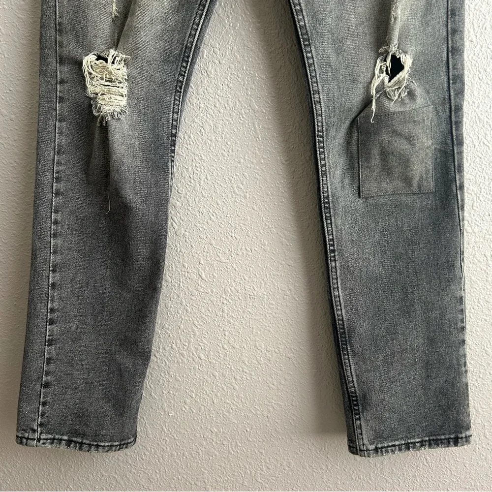 Levi’s 511 Slim Fit Gray Black Distressed Patched Knee stretch Jeans‎